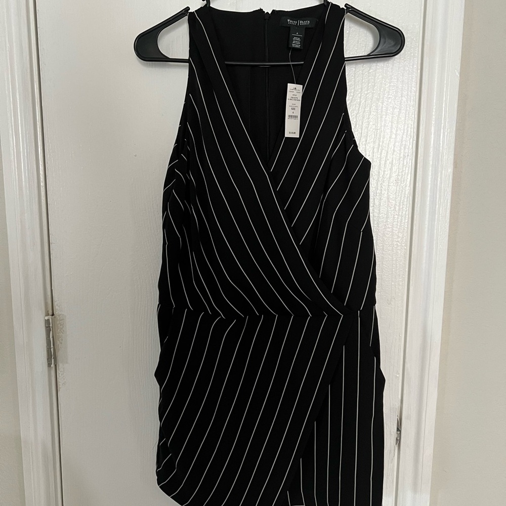 Brand New, Black and White Striped, WHBM Romper